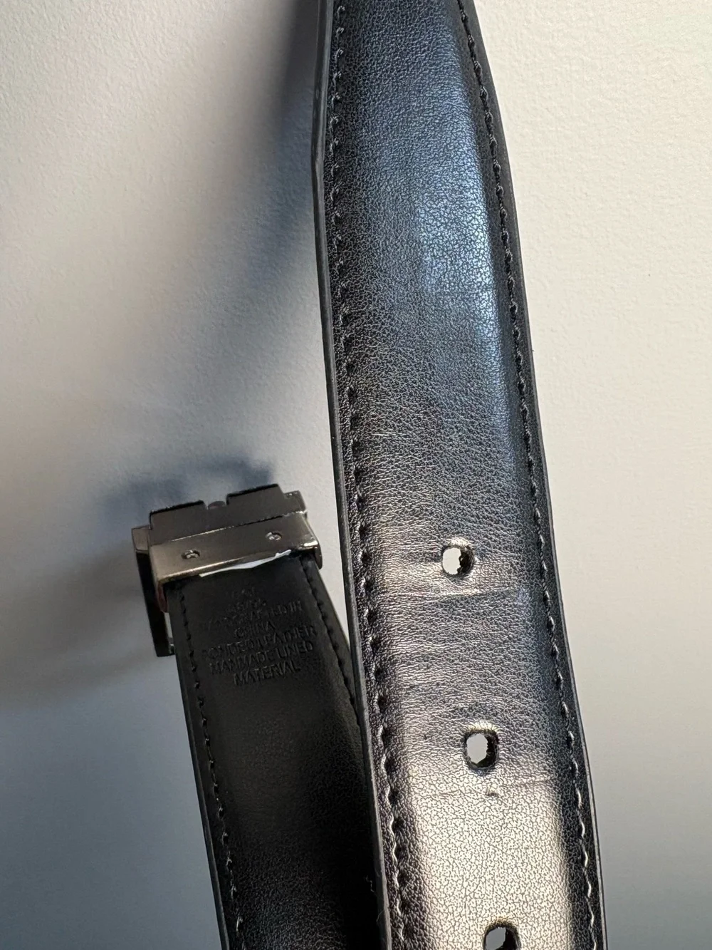 Geoffrey Beene Brown & Black Reversible Buckle Leather Belt